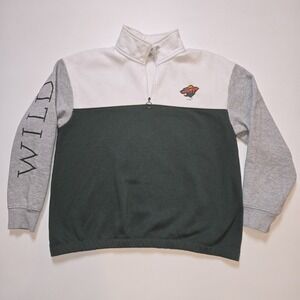 Minnesota Wild NHK Women's Medium Quarter Zip Sweatshirt Green Gray Color block